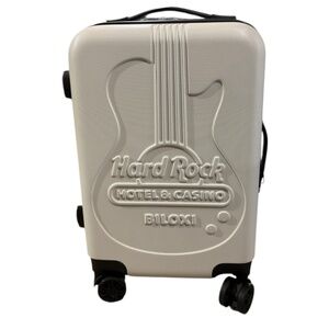 Hard Rock Resort White Suitcase with Hard Exterior and Lock